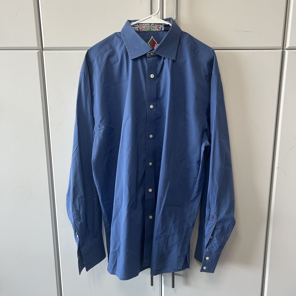 Robert Graham Mens 2XL Blue Long Sleeve Button Down Shirt Knowledge Wisdom Truth